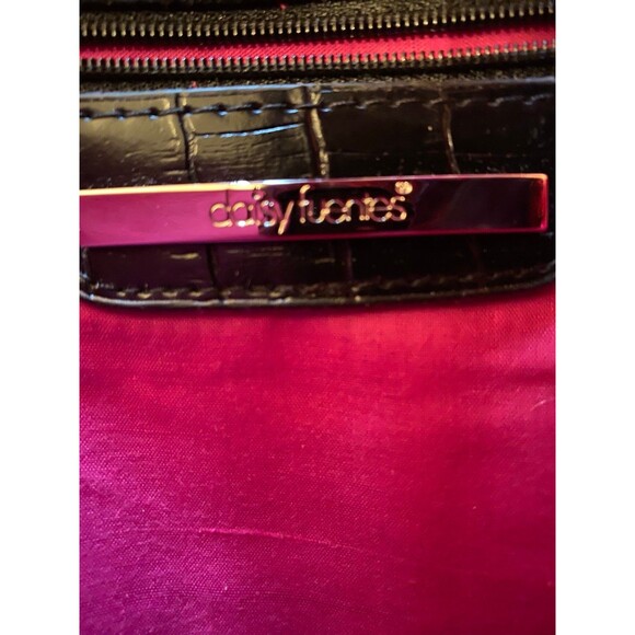 Daisy Fuentes Handbag Purse Black Faux Alligator Skin Clutch w/ Chain Strap Bag - Picture 5 of 9